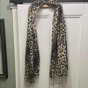 Leopard Print Scarf Fringe Ladies Animal Print